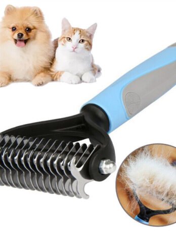 Grooming Brush For Pet Dog Cat Deshedding Tool Rake Comb Fur Remover Reduce 2-Side Dematting Tool For Dogs Cats Pets Grooming Brush Double Sided Shedding And Dematting Undercoat Rake Hair Removal Comb