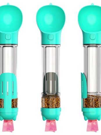 Portable Cat Dog Water Bottle Food Feeder Drinker Poop Dispenser 3 In 1 Leak-proof Multifunctional Dog Water Bottle