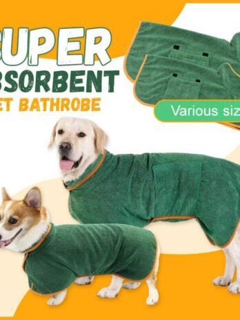 Absorbent Pet Bathrobe With Waist-wrapped Microfiber