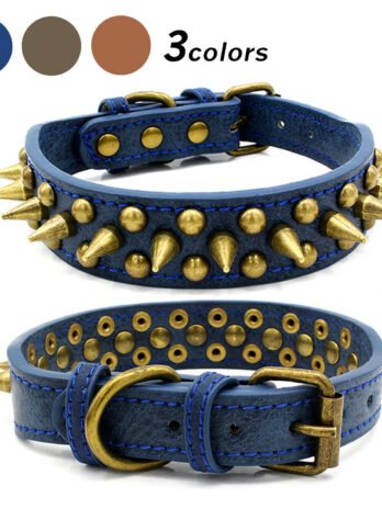 Retro Studded Spiked Rivet Large Dog Pet Leather Collar Pit Bull S-XL