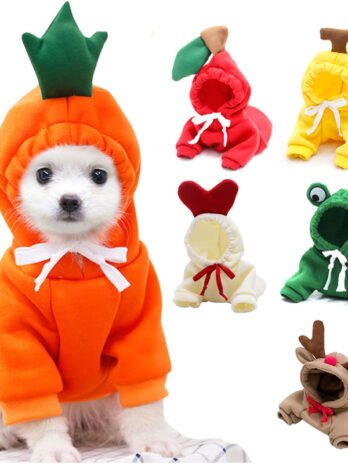 Cute Fruit Dog Clothes For Small Dogs Hoodies Winter Warm Fleece Pet Clothing Puppy Cat Costume Coat For French Chihuahua Outfit