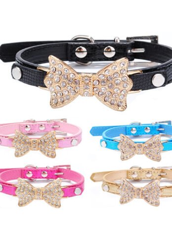 Bowknot Pet Collar Rhinestone Dog Pen Dog Supplies